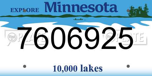 7606925 Minnesota License Plate