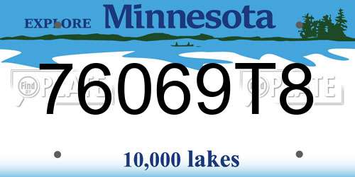 76069T8 Minnesota License Plate