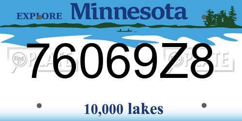 76069Z8 Minnesota License Plate