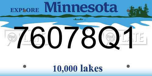 76078Q1 Minnesota License Plate