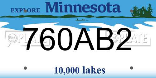 760AB2 Minnesota License Plate