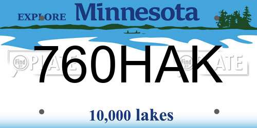 760HAK Minnesota License Plate