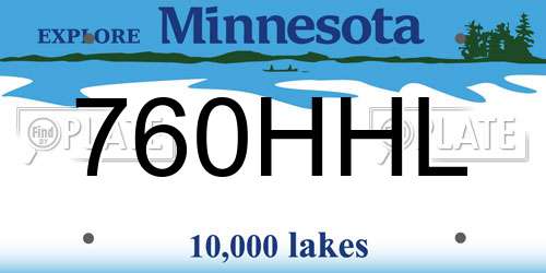 760HHL Minnesota License Plate