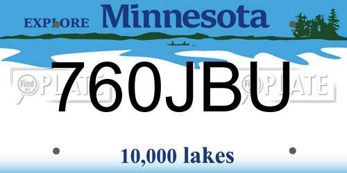 760JBU Minnesota License Plate