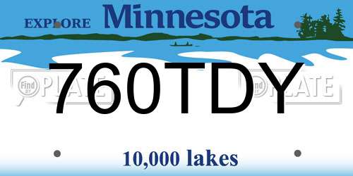 760TDY Minnesota License Plate