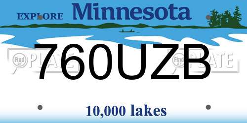 760UZB Minnesota License Plate