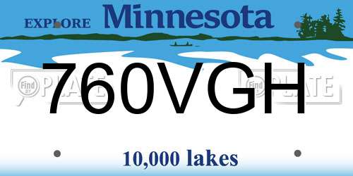 760VGH Minnesota License Plate