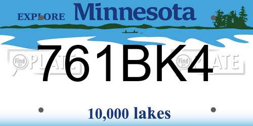 761BK4 Minnesota License Plate