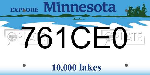 761CE0 Minnesota License Plate