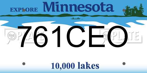761CEO Minnesota License Plate