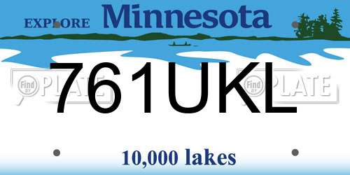 761UKL Minnesota License Plate