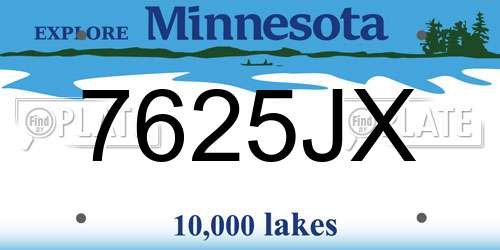 7625JX Minnesota License Plate