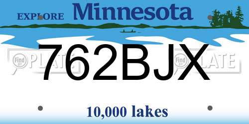 762BJX Minnesota License Plate