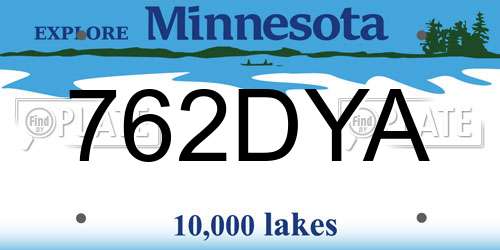 762DYA Minnesota License Plate