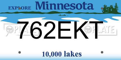762EKT Minnesota License Plate