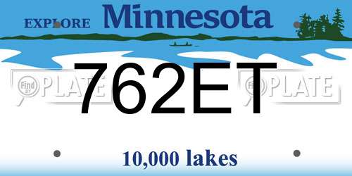 762ET Minnesota License Plate