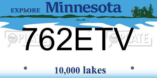 762ETV Minnesota License Plate