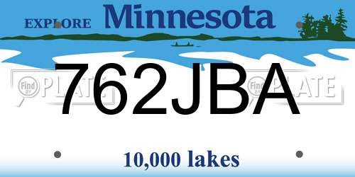 762JBA Minnesota License Plate