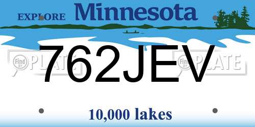 762JEV Minnesota License Plate