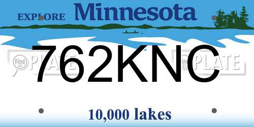 762KNC Minnesota License Plate