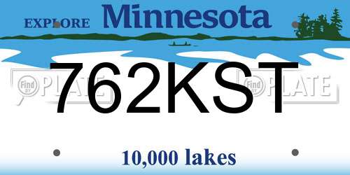 762KST Minnesota License Plate