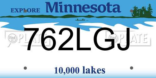 762LGJ Minnesota License Plate