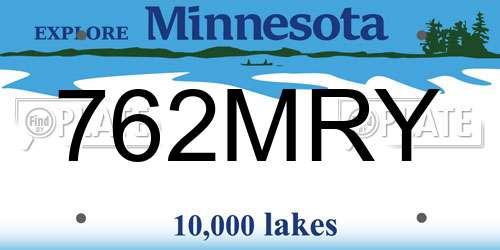 762MRY Minnesota License Plate