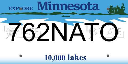 762NATO Minnesota License Plate
