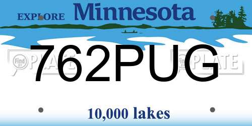 762PUG Minnesota License Plate
