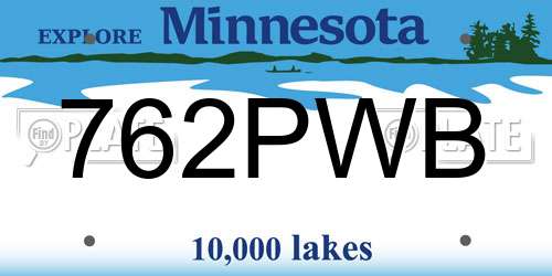 762PWB Minnesota License Plate