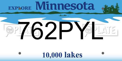 762PYL Minnesota License Plate