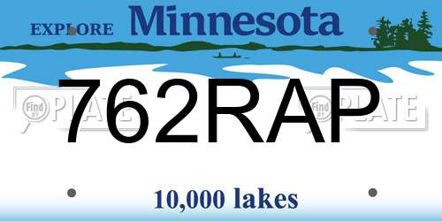 762RAP Minnesota License Plate