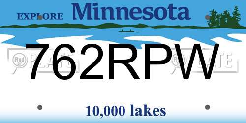 762RPW Minnesota License Plate