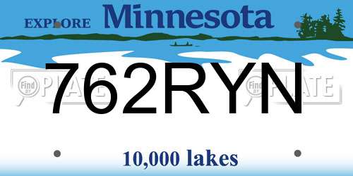 762RYN Minnesota License Plate