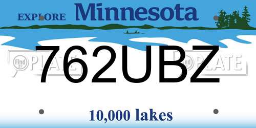 762UBZ Minnesota License Plate