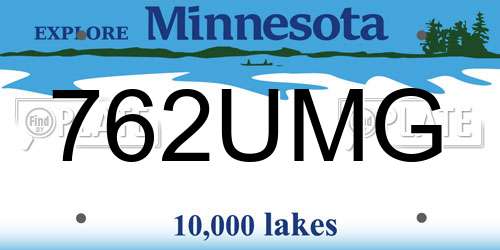 762UMG Minnesota License Plate
