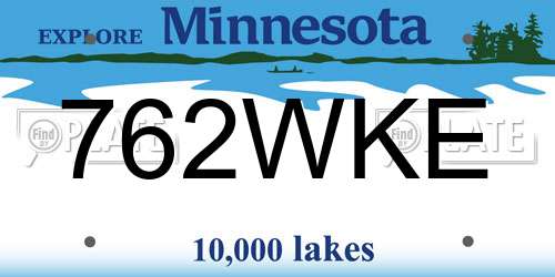 762WKE Minnesota License Plate