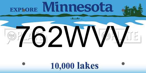 762WVV Minnesota License Plate