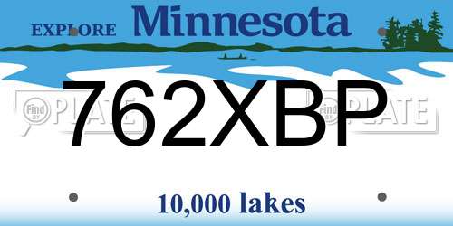 762XBP Minnesota License Plate