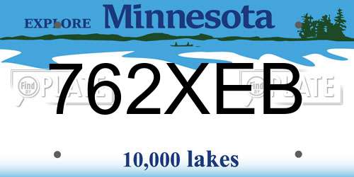 762XEB Minnesota License Plate