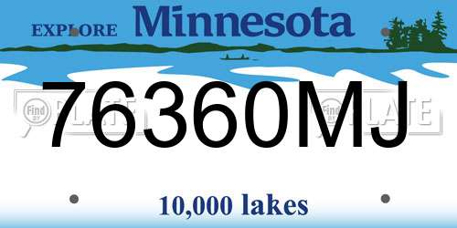 76360MJ Minnesota License Plate