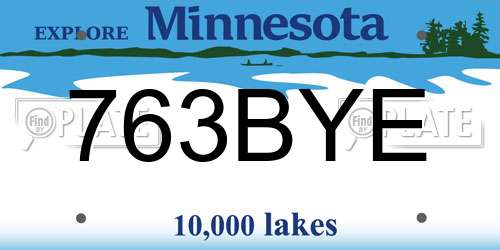 763BYE Minnesota License Plate