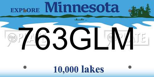 763GLM Minnesota License Plate