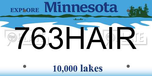 763HAIR Minnesota License Plate