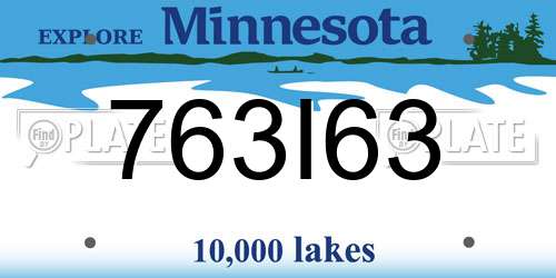 763I63 Minnesota License Plate