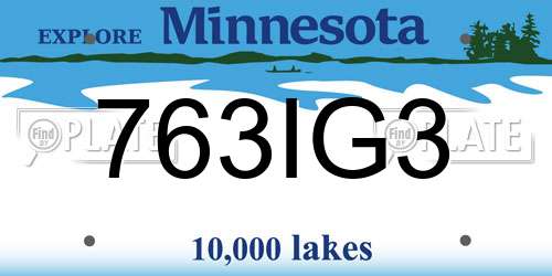 763IG3 Minnesota License Plate