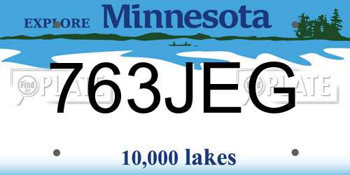 763JEG Minnesota License Plate