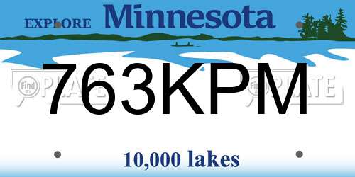 763KPM Minnesota License Plate