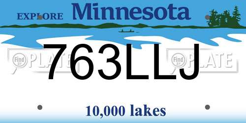 763LLJ Minnesota License Plate