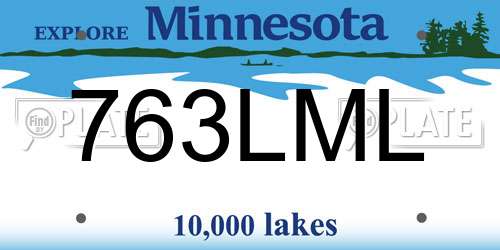 763LML Minnesota License Plate